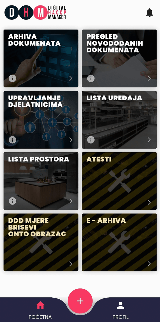 DHM aplikacija — evidencije na mobitelu