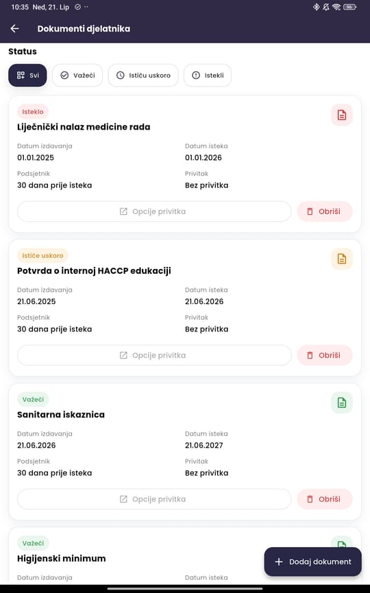 DHM aplikacija — detalji objekta